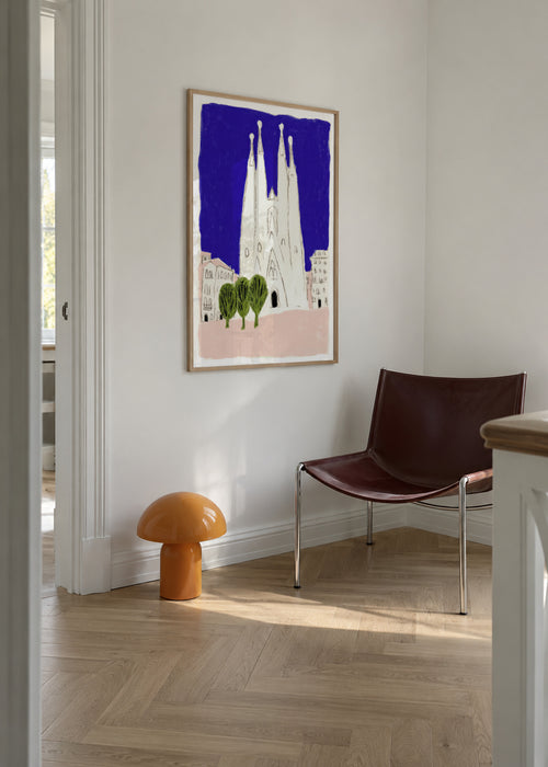 Sagrada Night - Framed poster in an interior