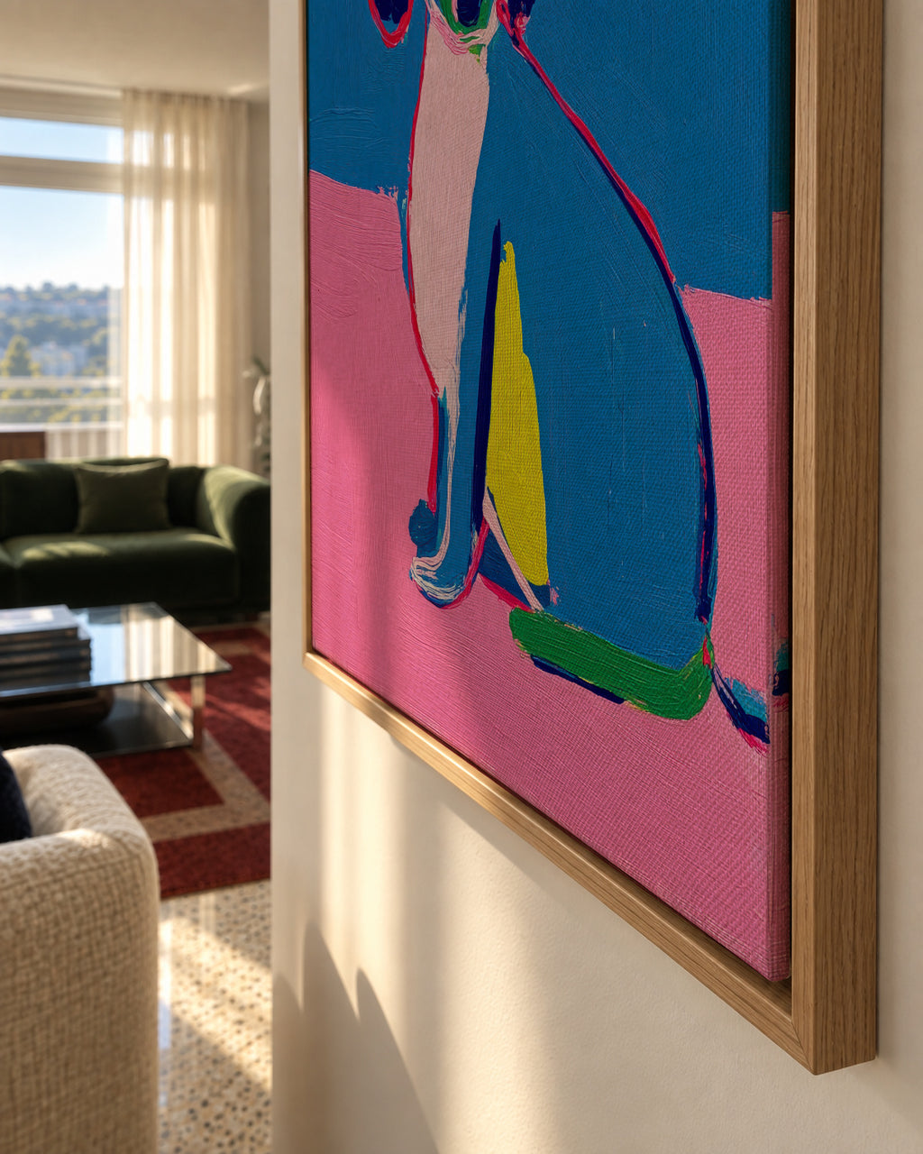 Neon Dog - Framed canvas detail
