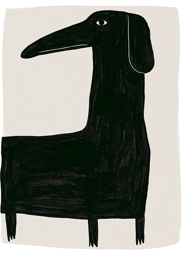 Artwork tall black dog illustration
