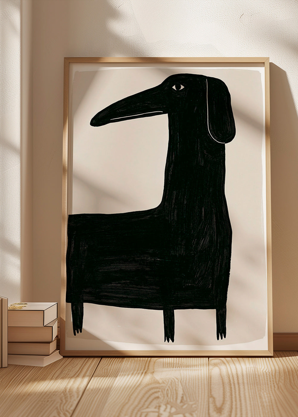 Artwork tall black dog illustration