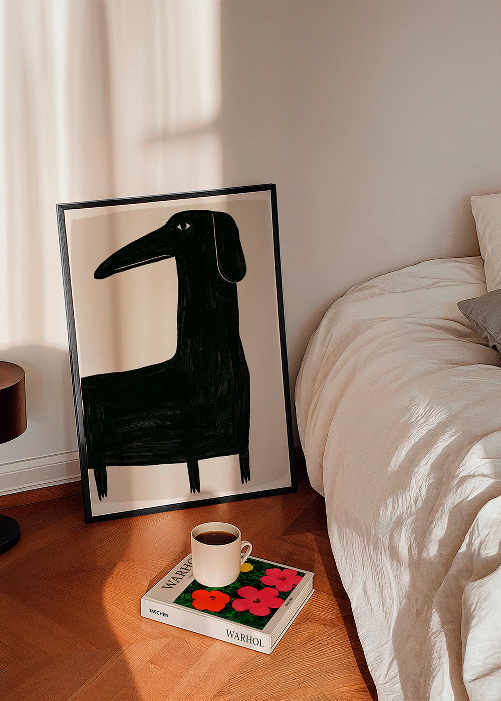 Artwork tall black dog illustration
