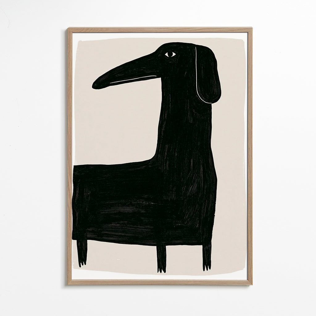 Artwork tall black dog illustration
