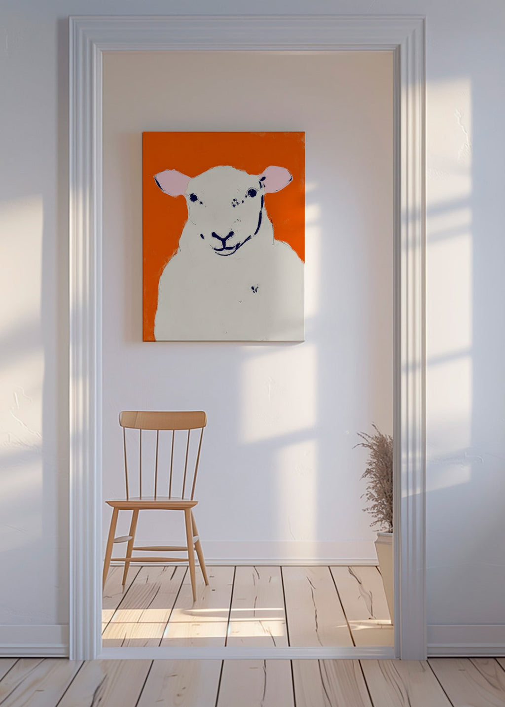 Artwork white sheep portrait