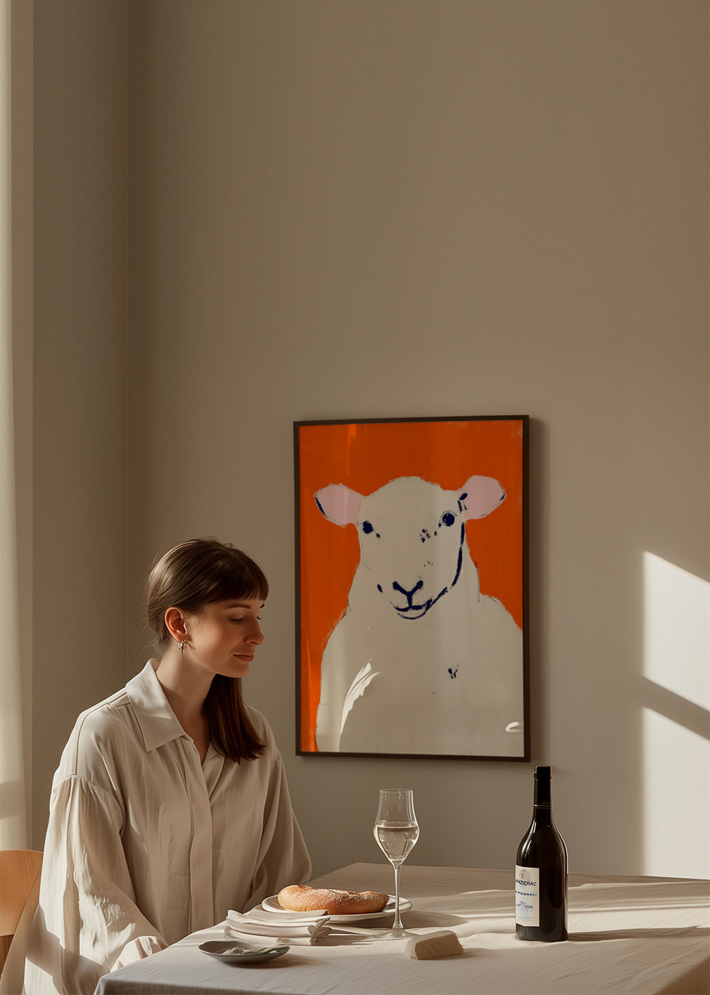 Artwork white sheep portrait