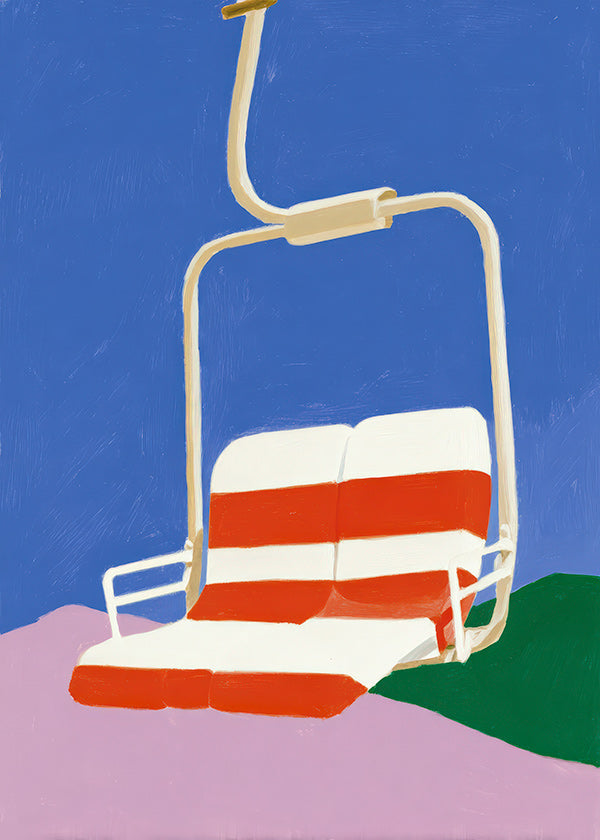 Chairlift illustration with striped seat