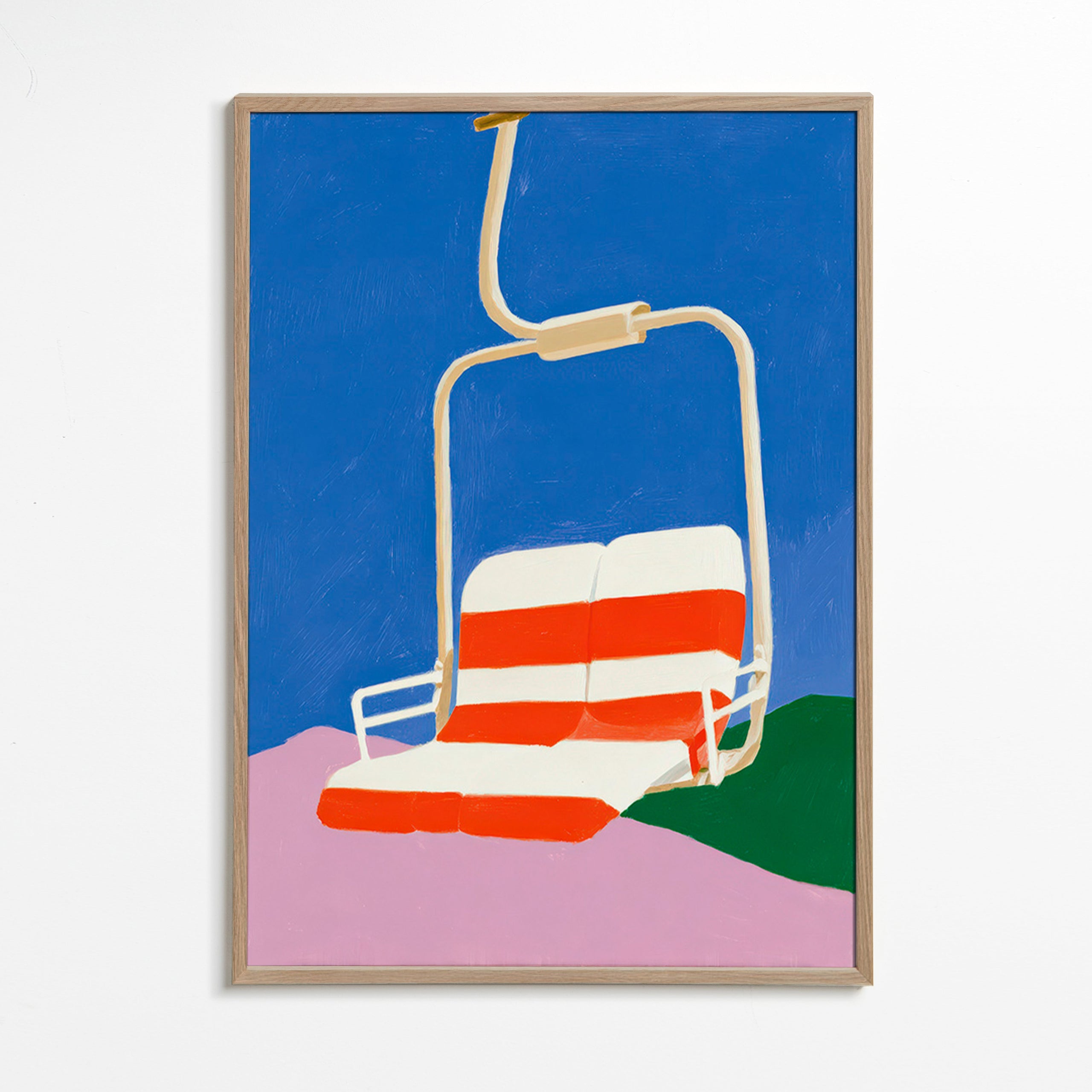 Chairlift illustration with striped seat