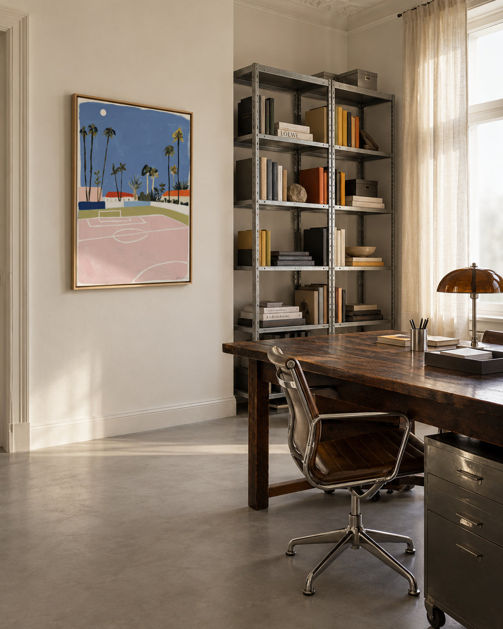 Palm Court - Framed canvas in an interior