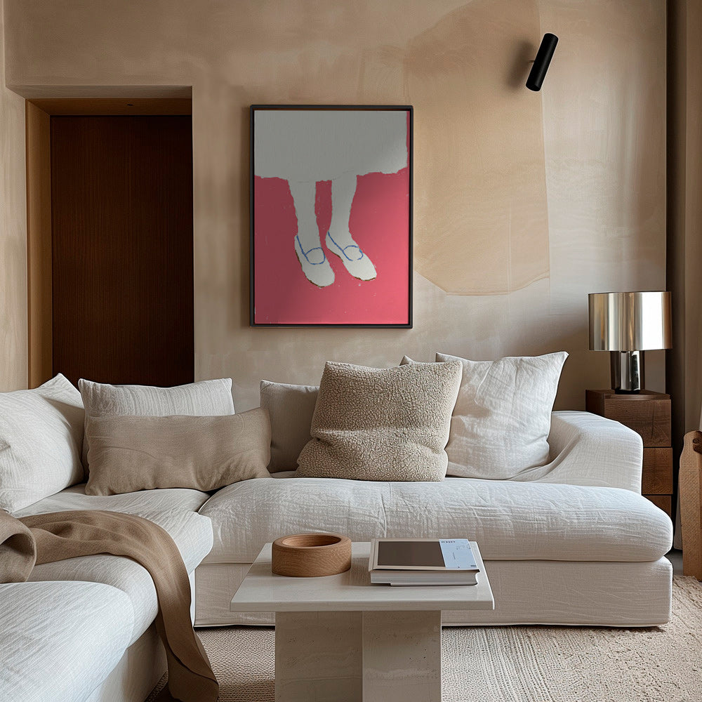 Illustration of legs with pink shoes
