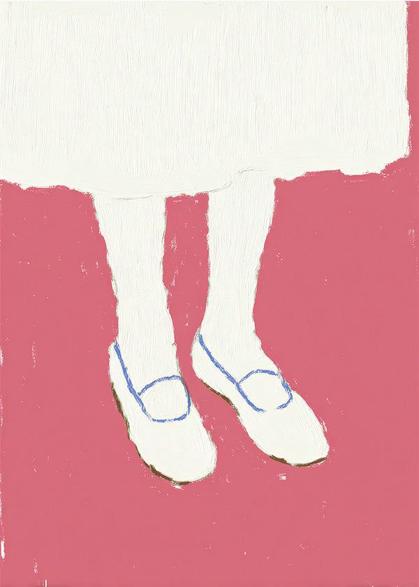 Illustration of legs with pink shoes
