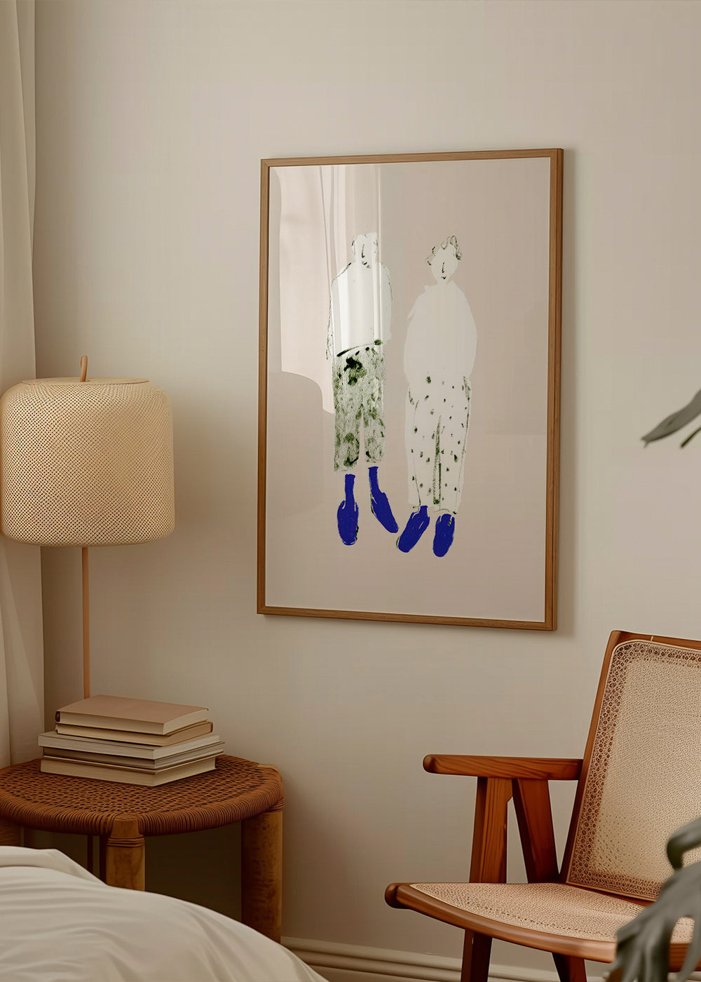 Minimal couple illustration with blue boots