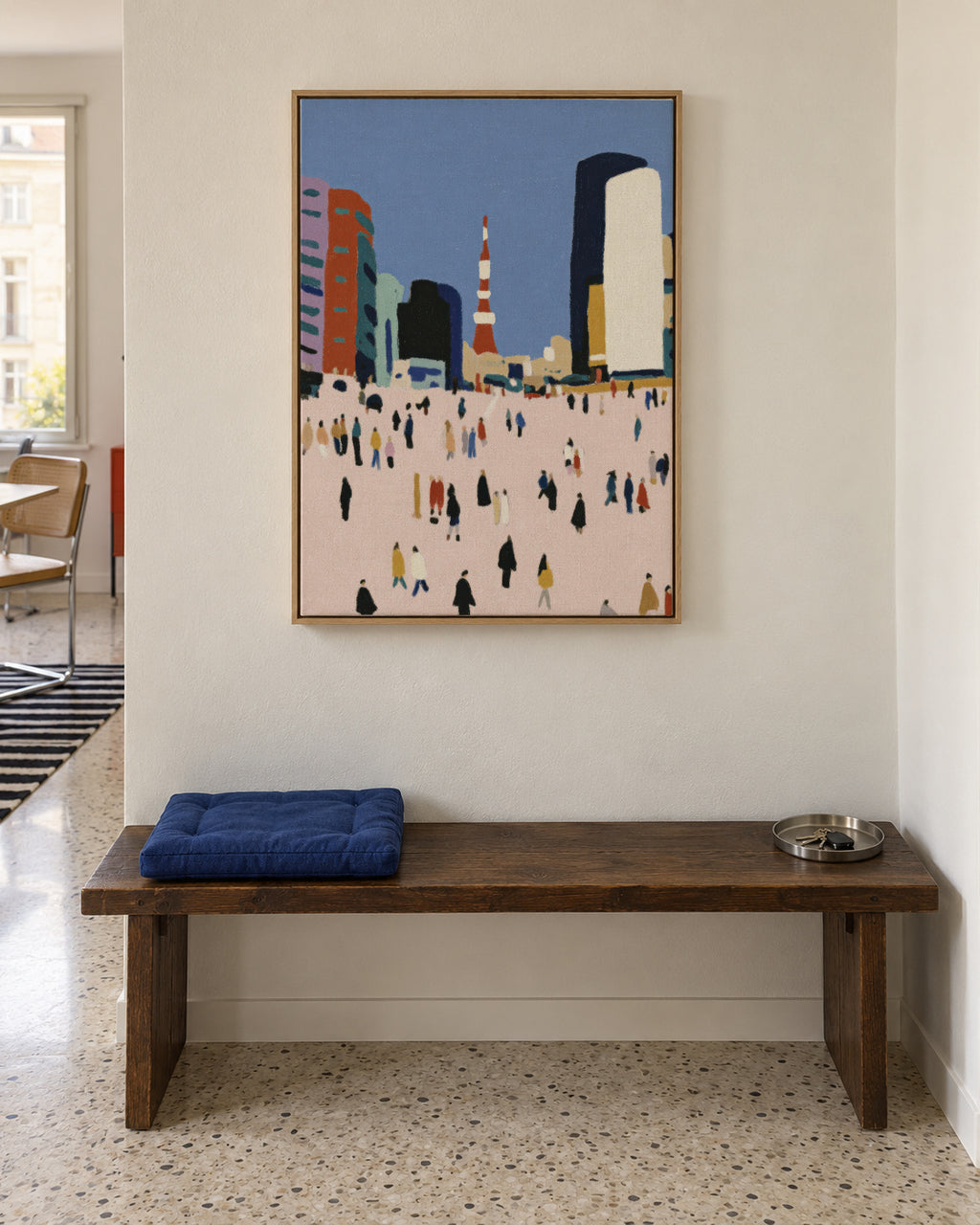 City Crowd - Framed canvas in an interior