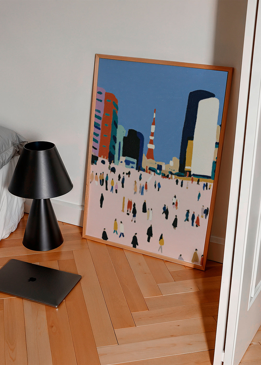 City art with stylized crowd