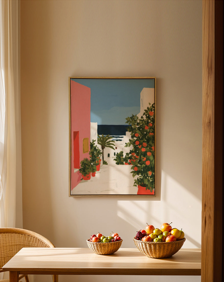 Coastal Alley - Framed canvas in an interior