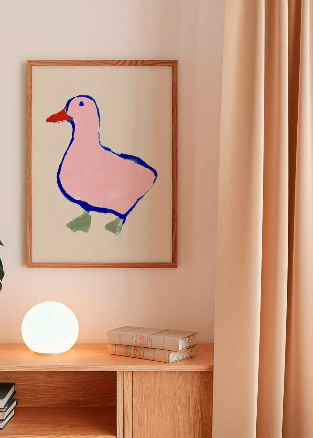 Children's print: playful pink duck