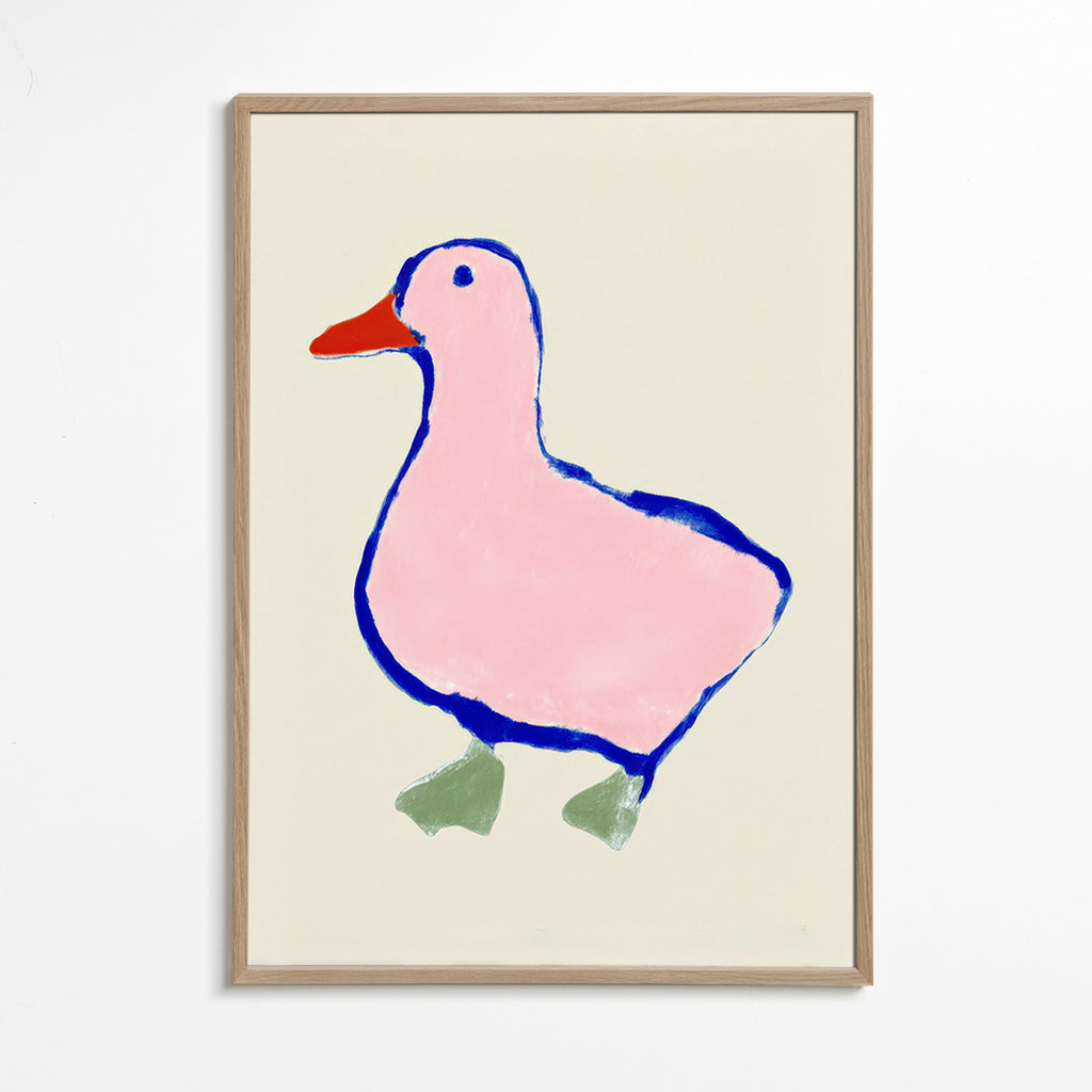 Children's print: playful pink duck