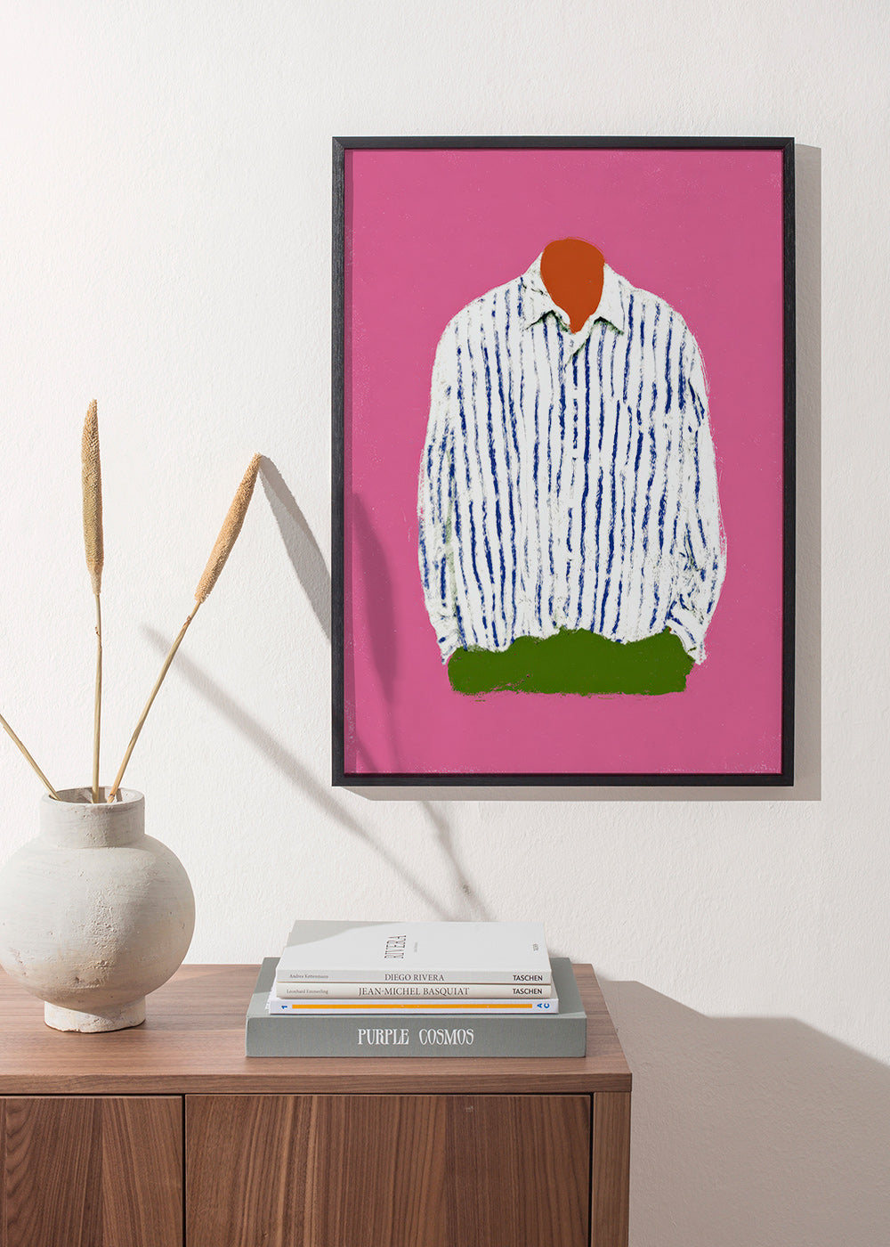 Striped shirt illustration on pink background