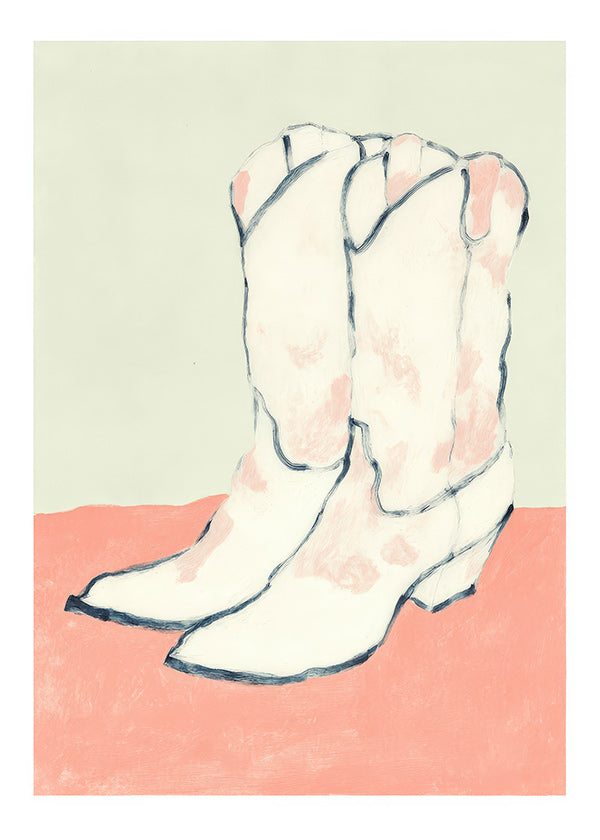 Illustration white boots with pastel base