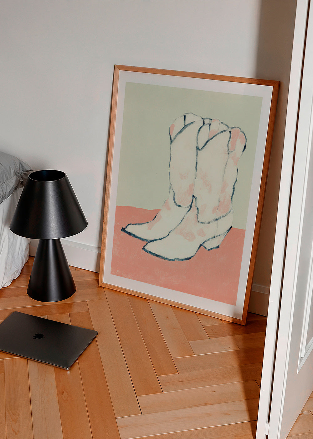 Illustration white boots with pastel base