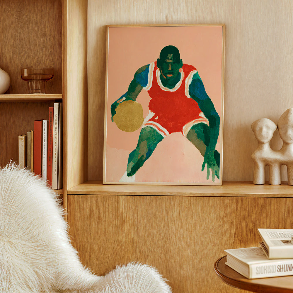 Sports art: basketball player in motion