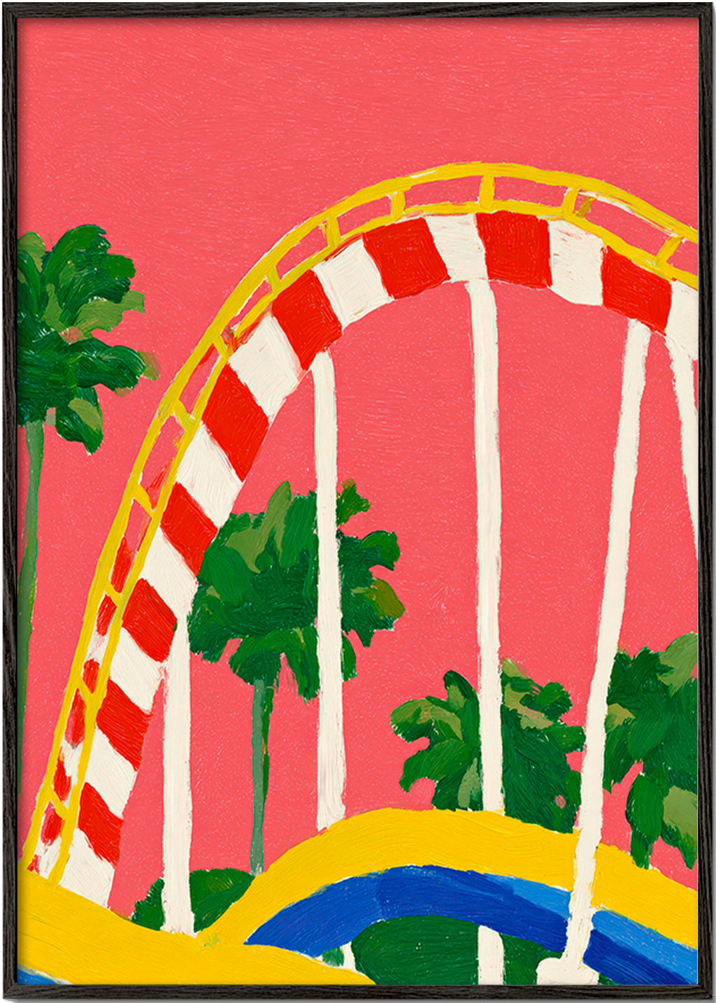 Botanical print with palms and colorful arch