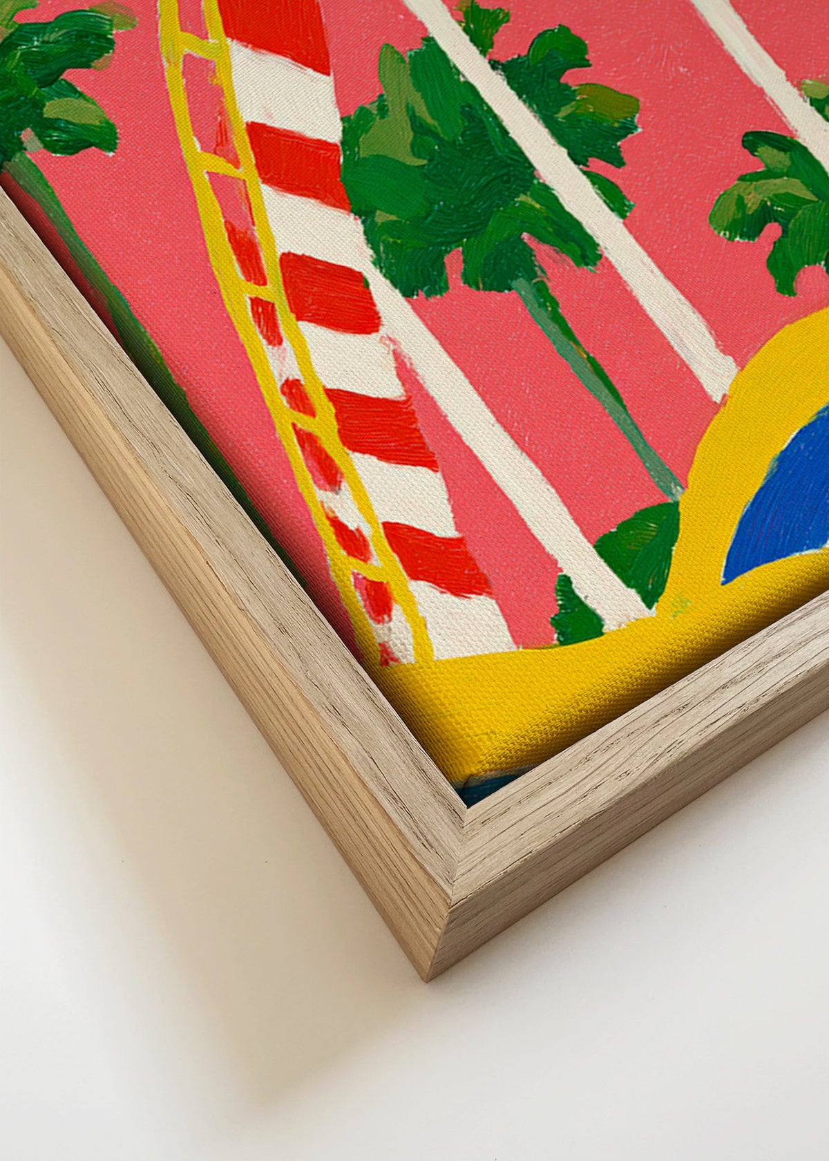 Botanical print with palms and colorful arch