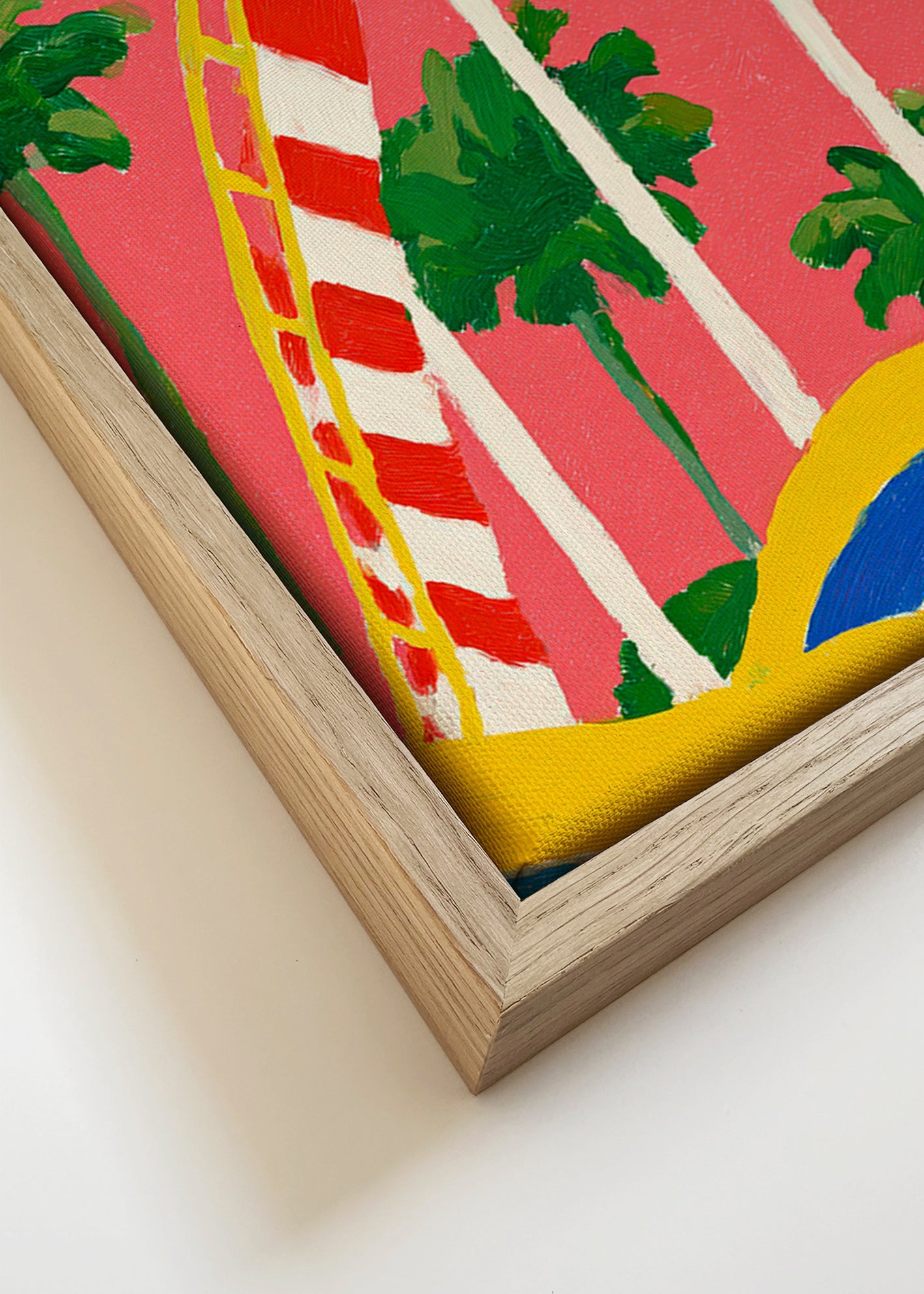 Botanical print with palms and colorful arch