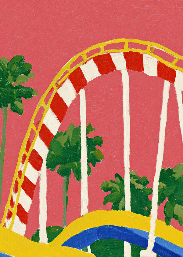 Botanical print with palms and colorful arch