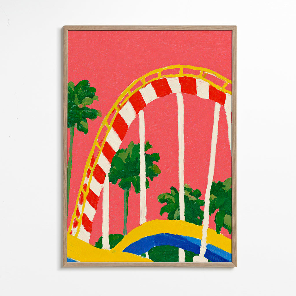 Botanical print with palms and colorful arch