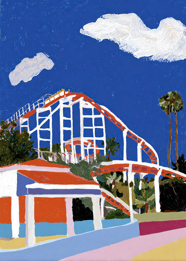 Amusement park illustration in bold color