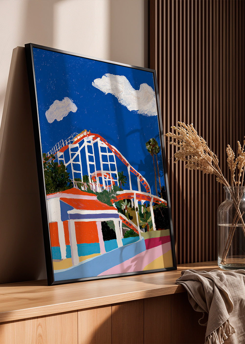Amusement park illustration in bold color