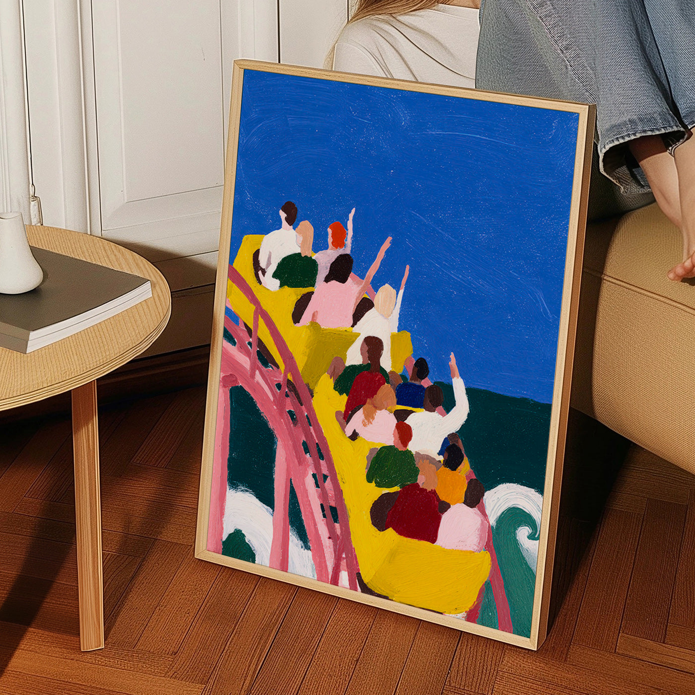 Illustration of rollercoaster by the sea