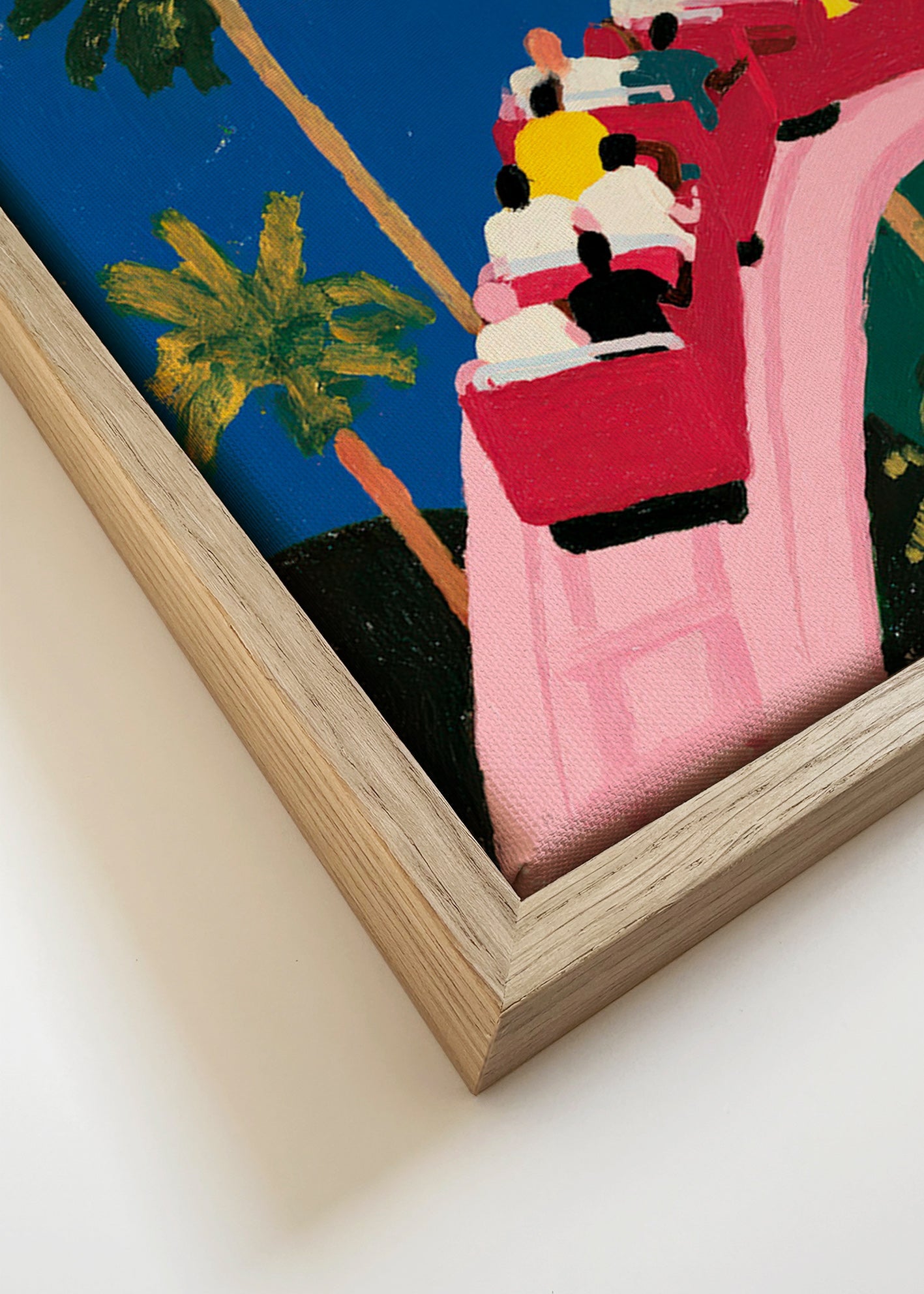Botanical print with palms and pink coaster