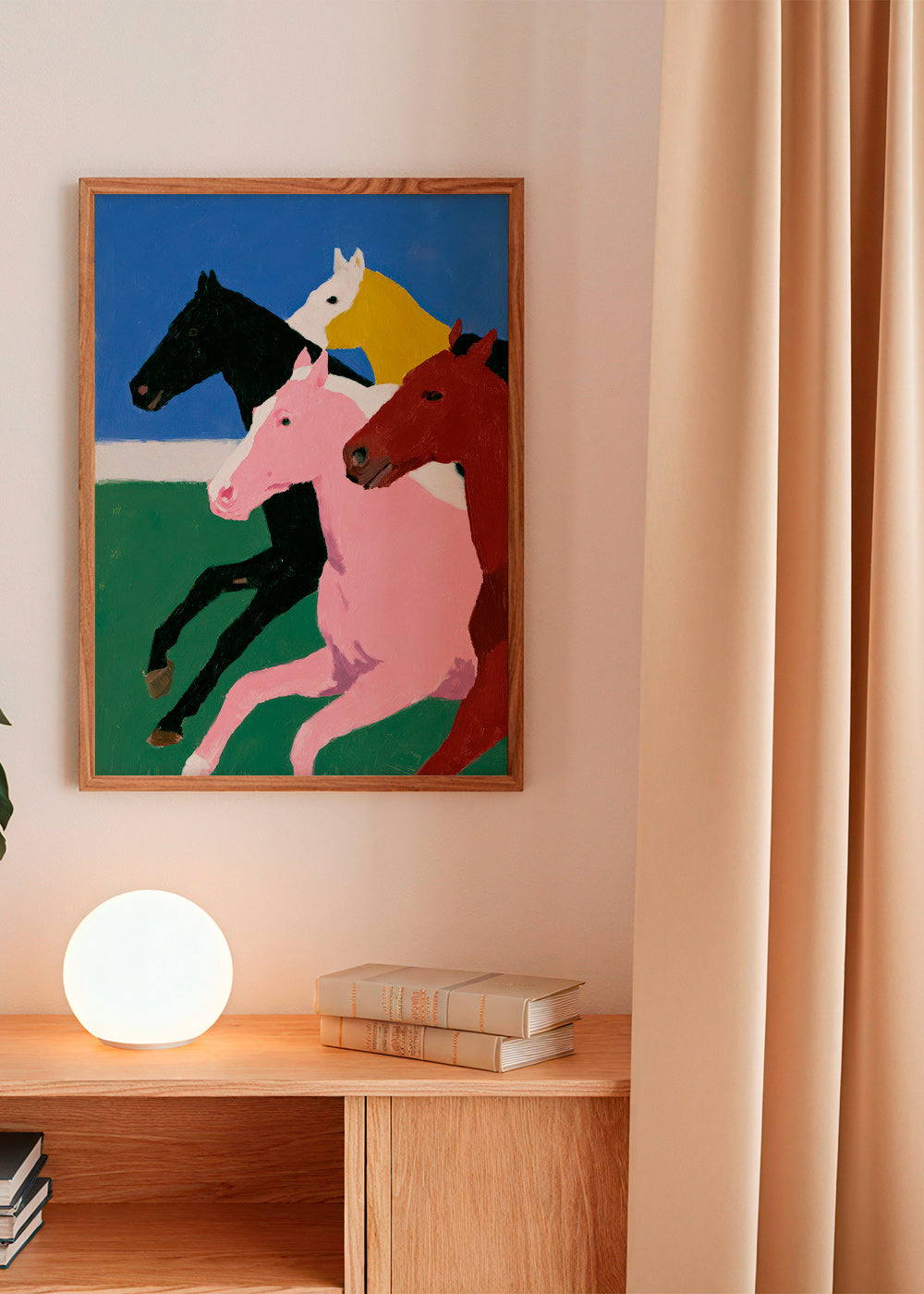 Artwork running horses with bold flat colors