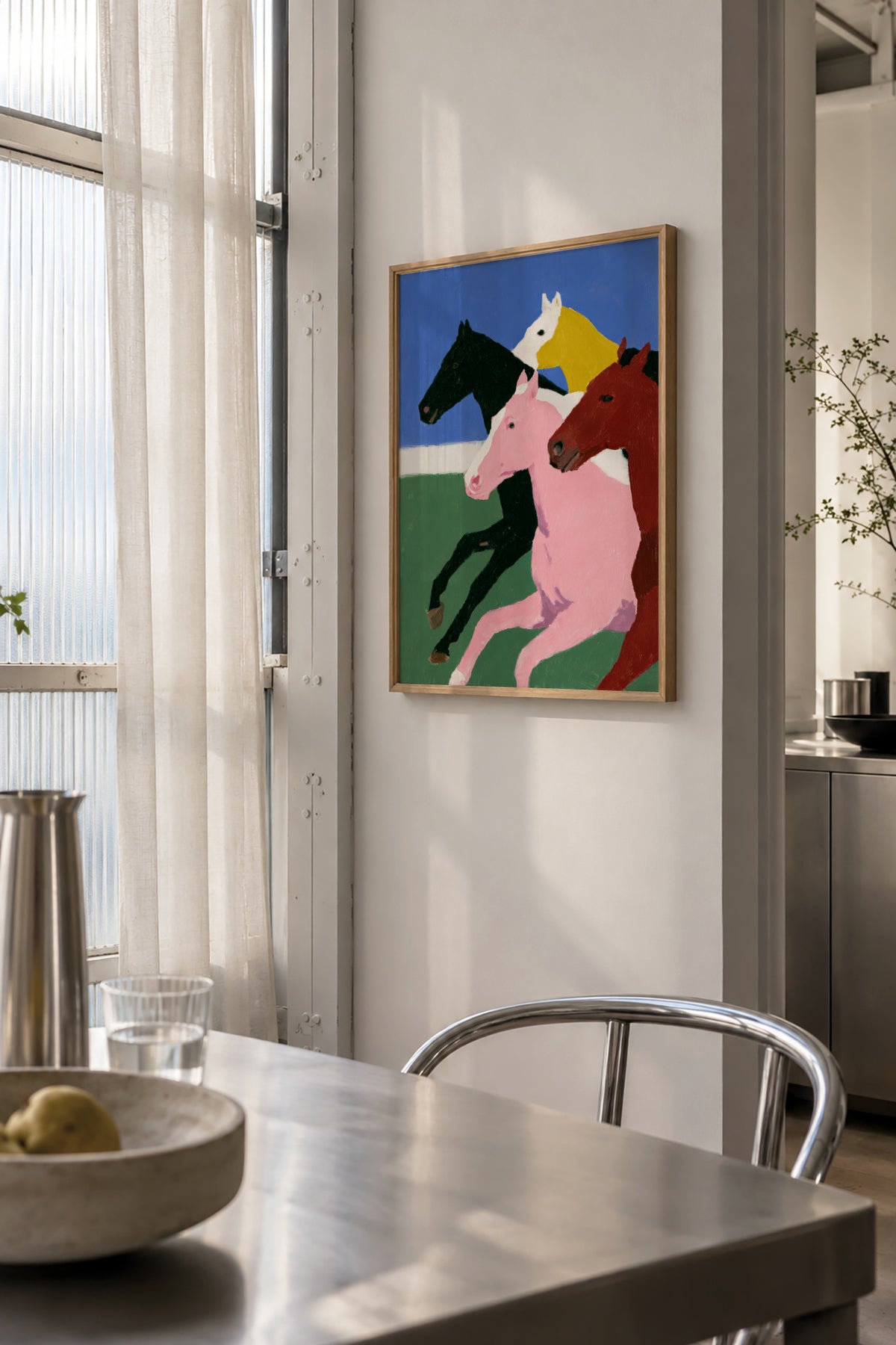 Running Horses - Framed poster in an interior