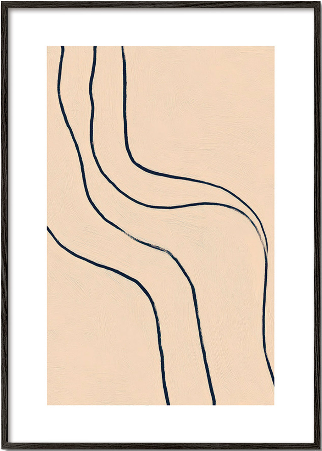 Minimalist art with flowing lines on beige