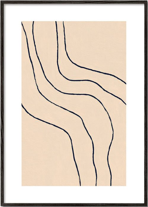 Minimalist art with organic lines in beige
