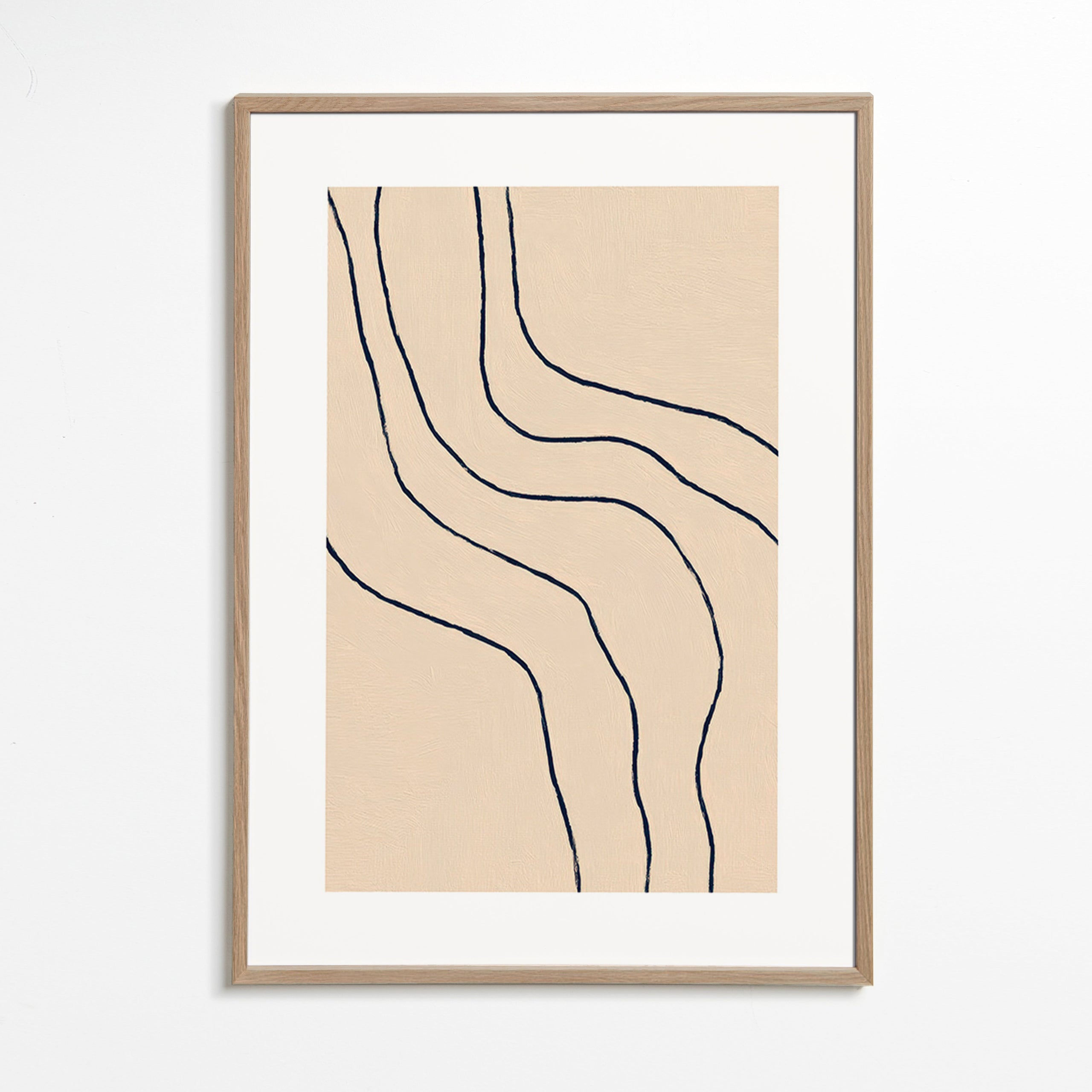 Minimalist art with organic lines in beige