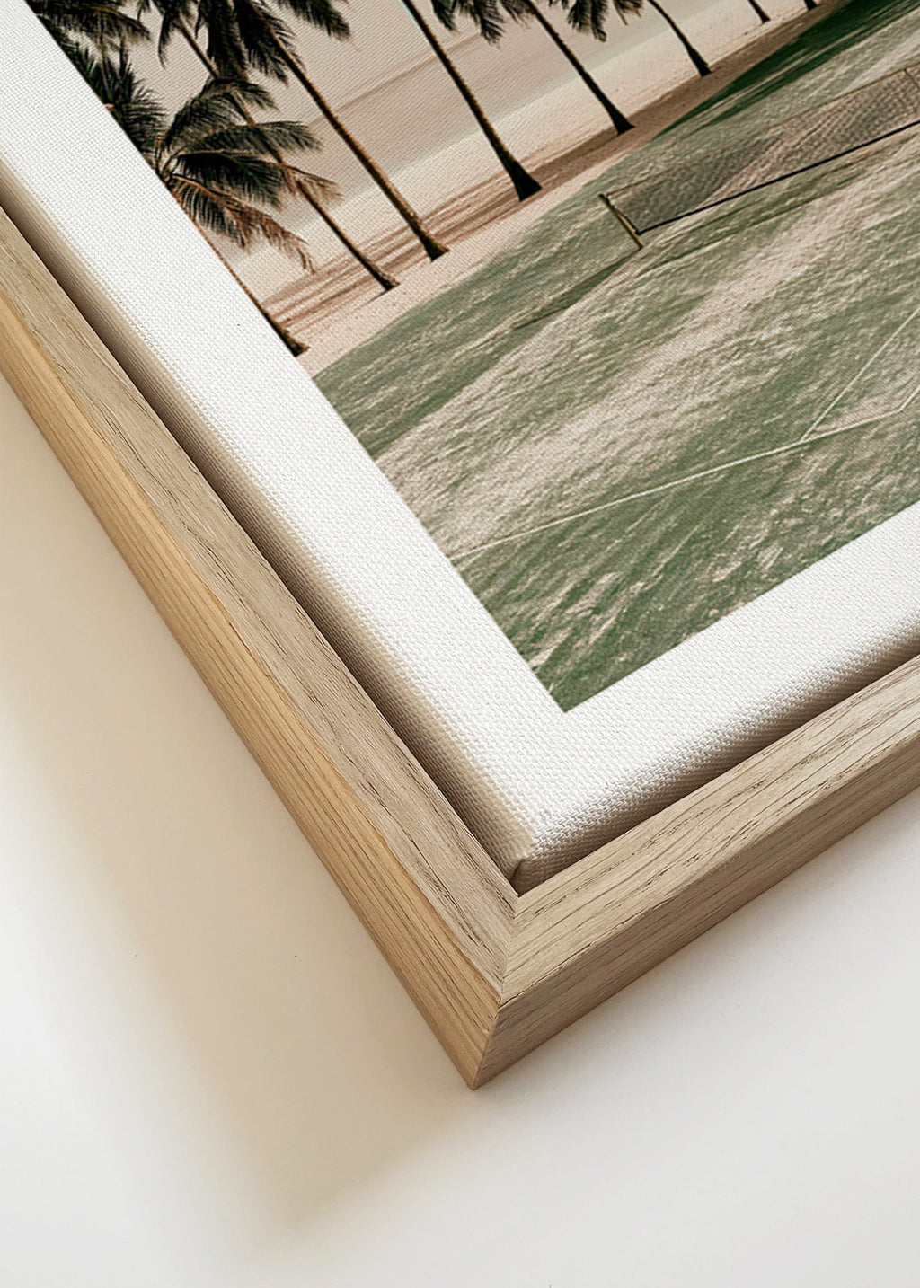 Landscape art with palms and a tennis court