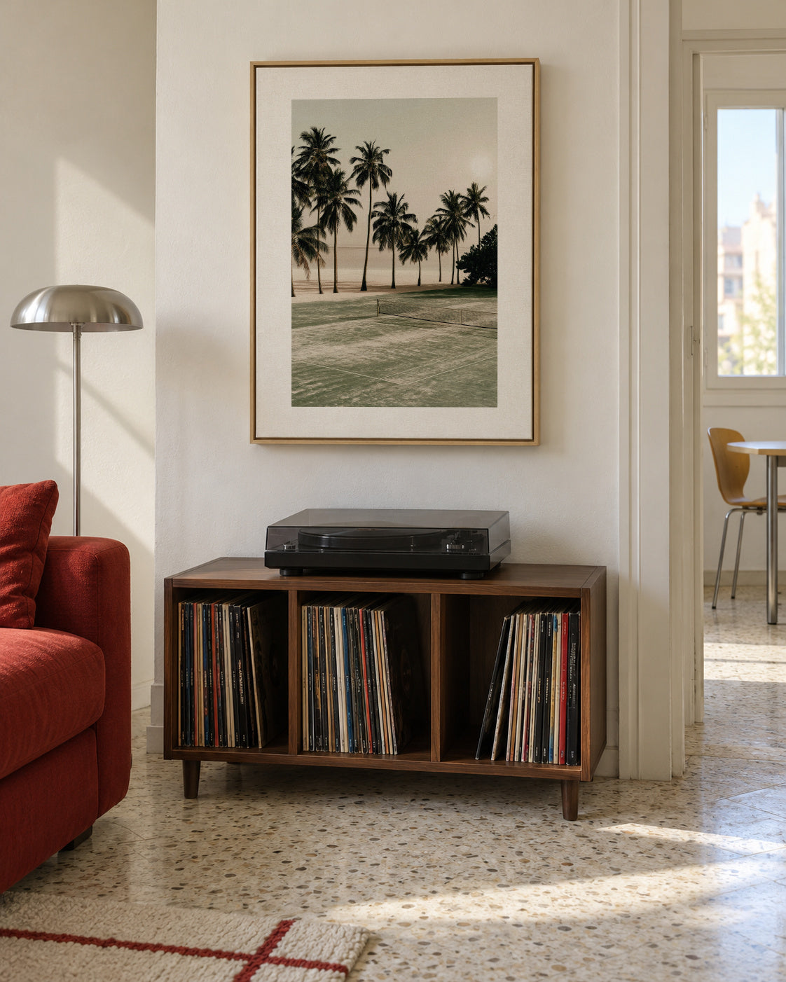 Palm Shadows - Framed canvas in an interior