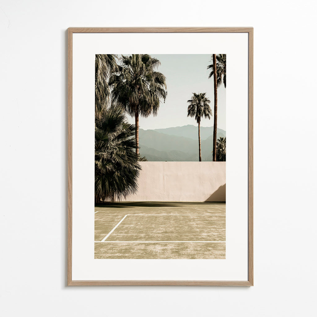 Landscape art with palms and minimal wall