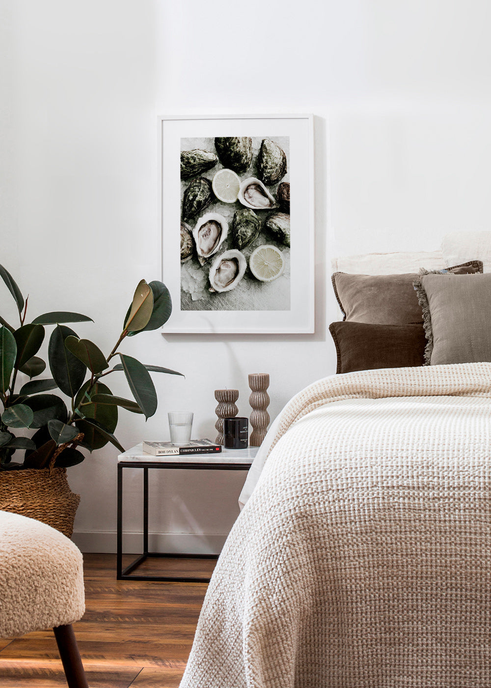Kitchen art: oysters and lemon close-up
