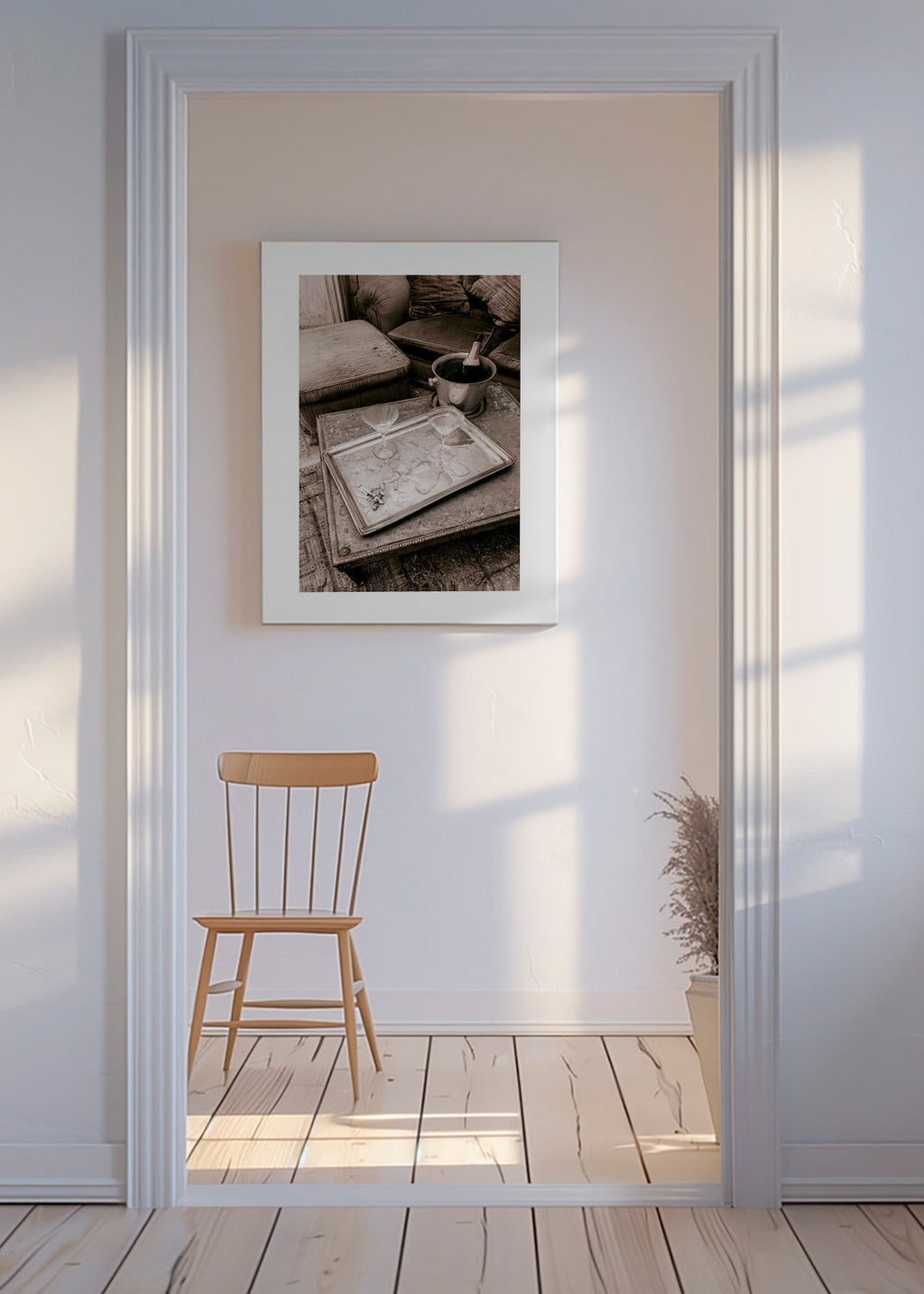 Kitchen art with champagne tray