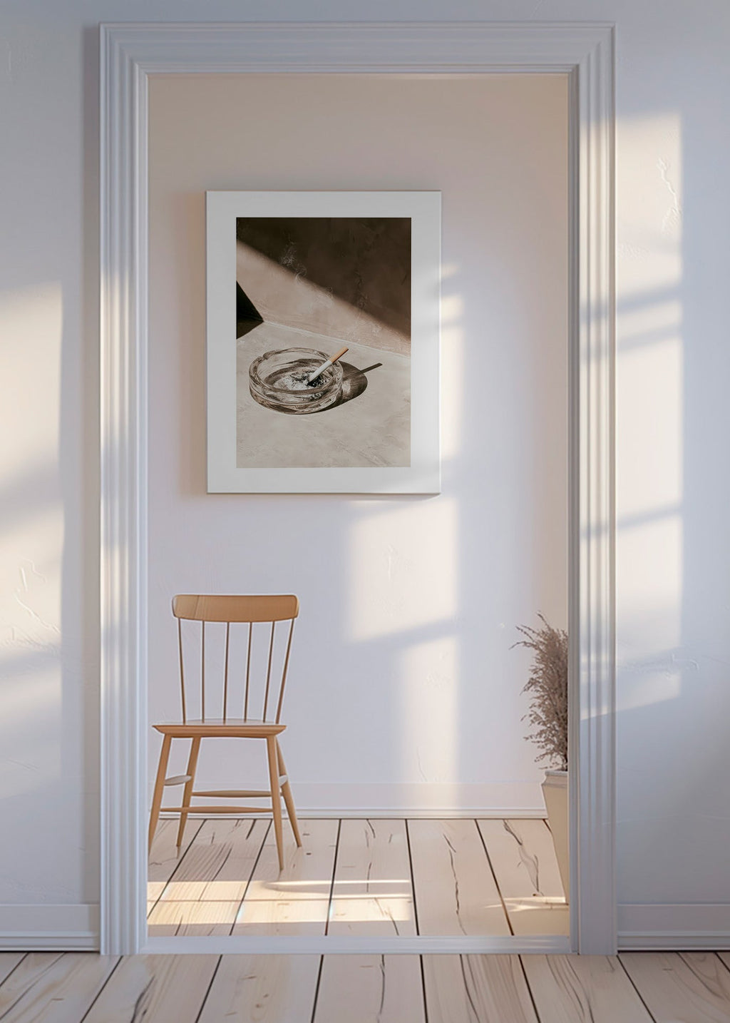 Kitchen photograph with glass ashtray
