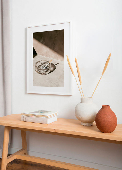 Kitchen photograph with glass ashtray