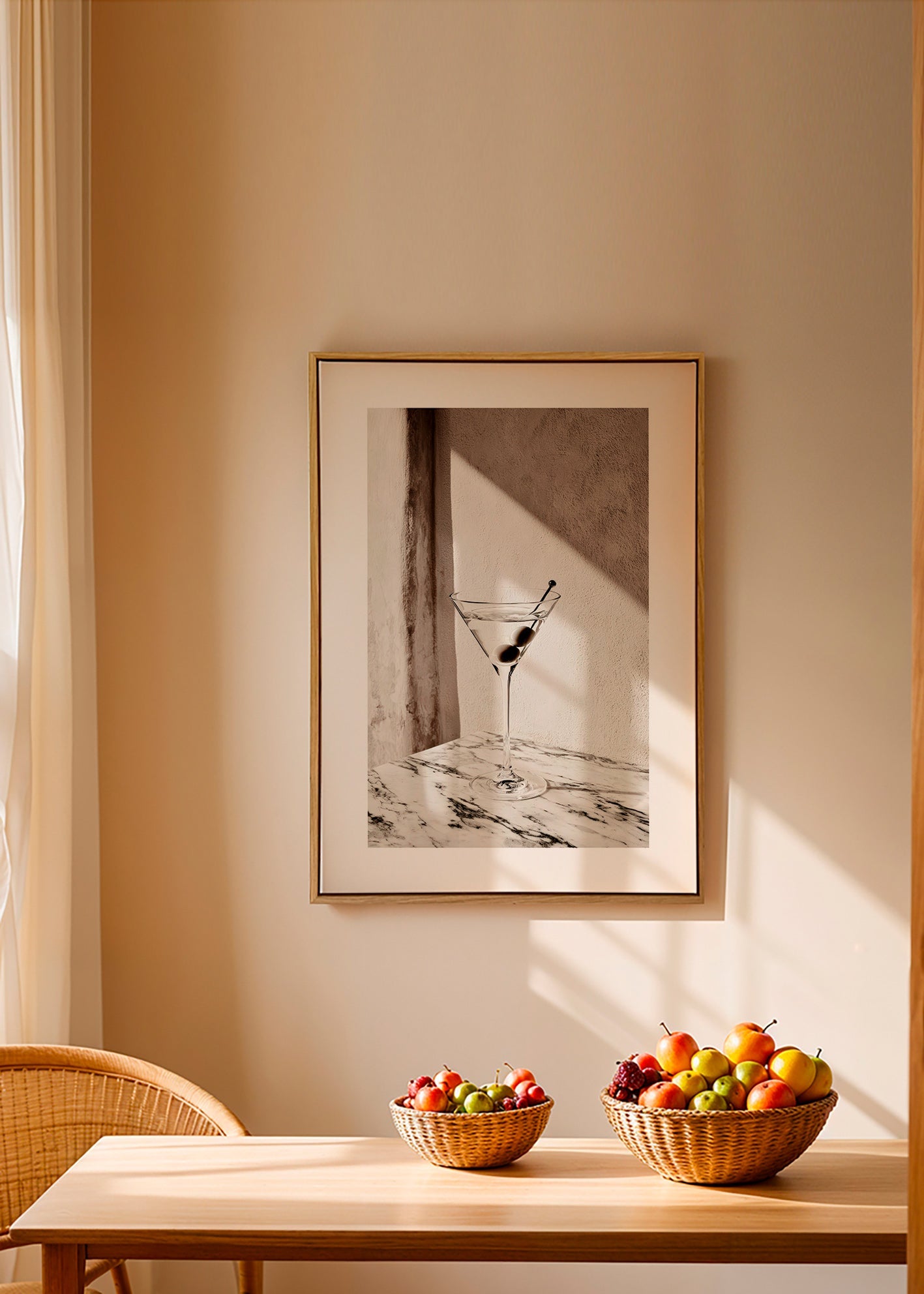 Kitchen art Martini in a glass on marble