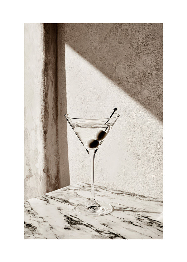 Kitchen art Martini in a glass on marble