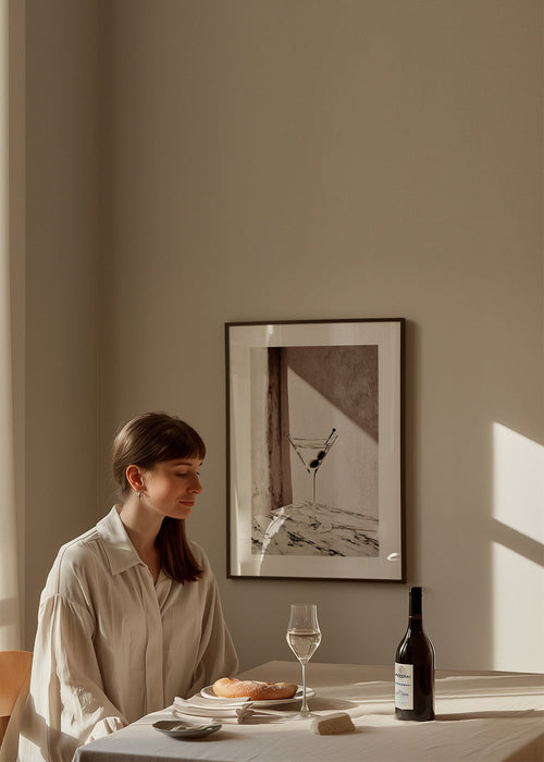 Kitchen art Martini in a glass on marble