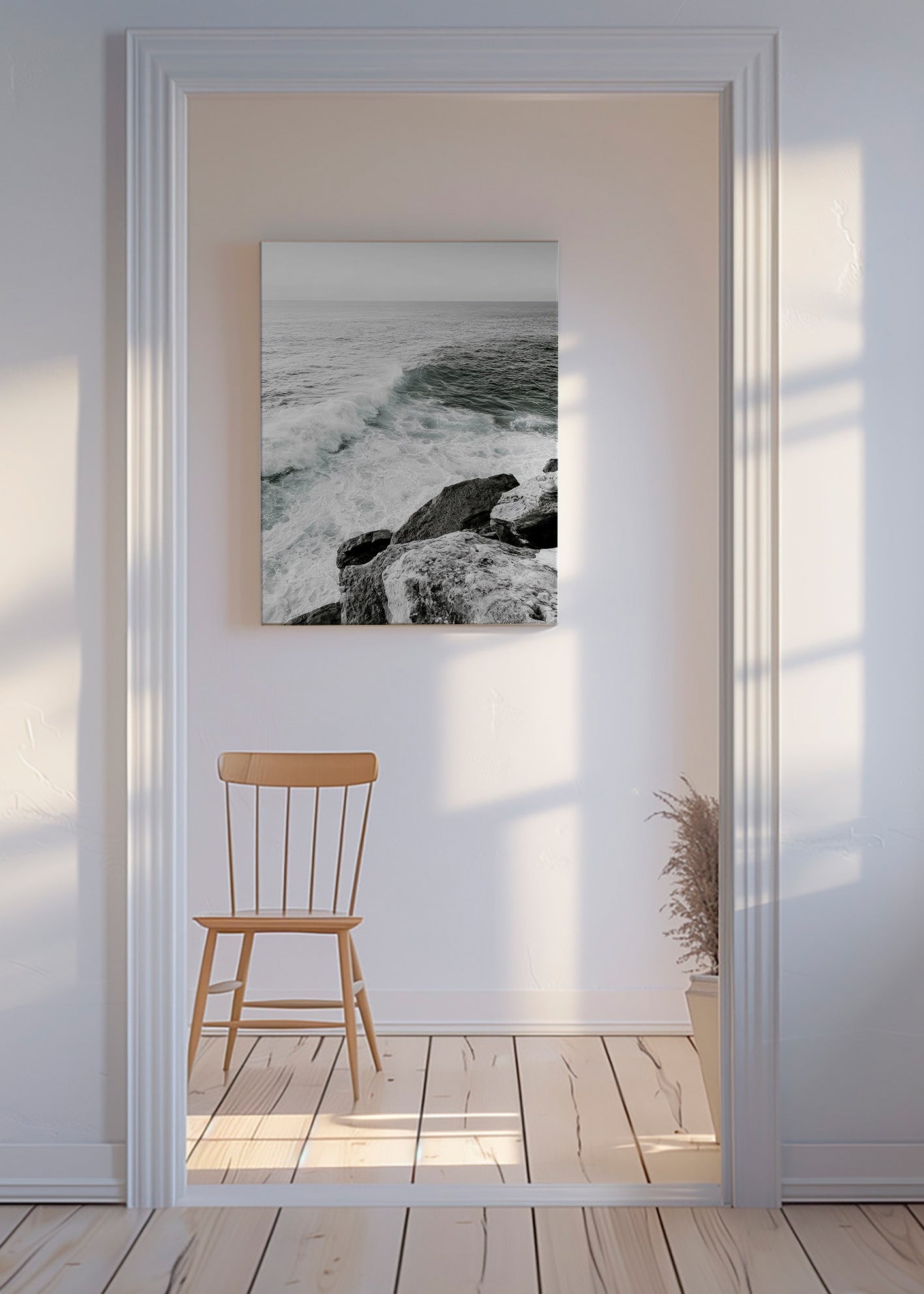 Landscape art: cliff and breaking wave