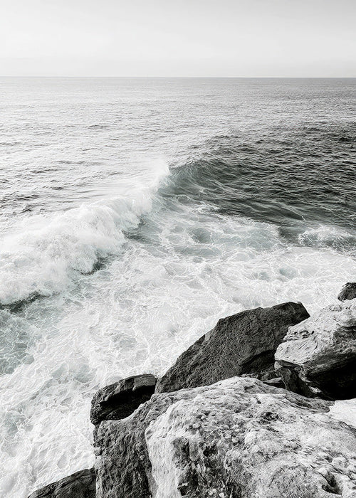 Landscape art: cliff and breaking wave