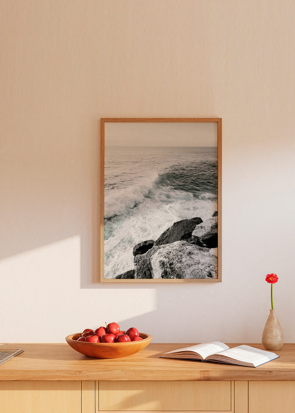 Landscape art: cliff and breaking wave